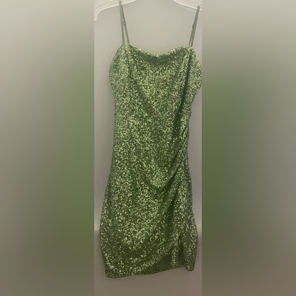 Emerald Sundae Green Sequin Strapless Dress